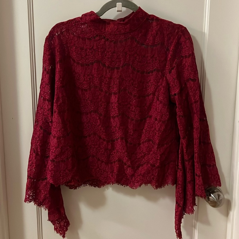 Cherry Red Lace Blouse